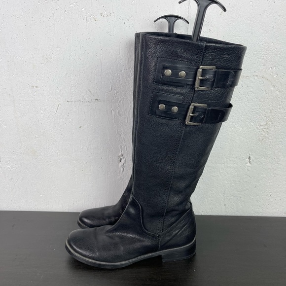 Nine West Shoes - Nine West Tumble Knee High Black Leather Boot size 7